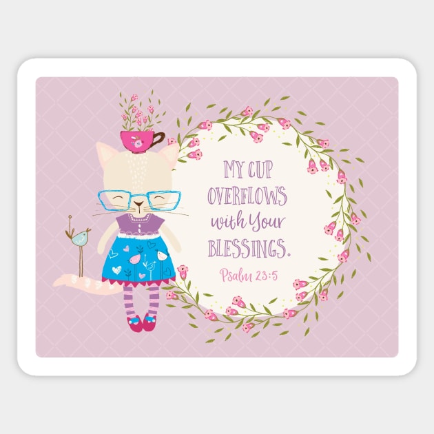 My Cup Overflows Kids Scripture Art Sticker by greenoriginals